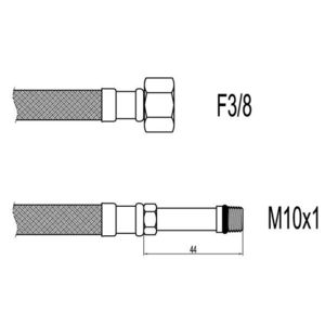 Racord flexibil baterii F3/8"xM10, capat lung, 40cm, Techman WBS438 imagine