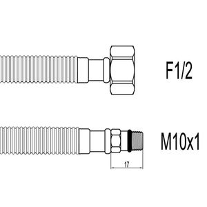 Racord flexibil din INOX gofrat F1/2"xM10 cu capat scurt, 40cm, Techman GBS25 imagine