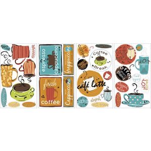 Sticker decorativ CAFE | 4 colite de 25, 4 cm x 45, 7 cm imagine