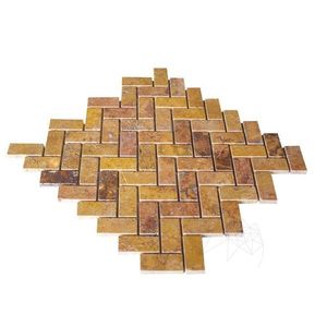 Mozaic Travertin Peach Chevron Polisat, 2.5 x 5 cm imagine