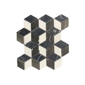 Mozaic Marmura Mix Cube Design Mata (Bianco Carrara, Cleopatra, Nero Marquina) imagine