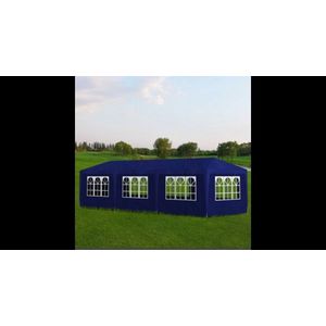 Pavilion pentru petreceri, 8 pereti, 9 x 3 x 2, 5 m, Albastru imagine