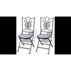 Set de 2 scaune din mozaic, culoare albastru si alb imagine