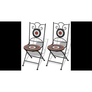 Set de 2 scaune din mozaic, culoare teracota si alb imagine