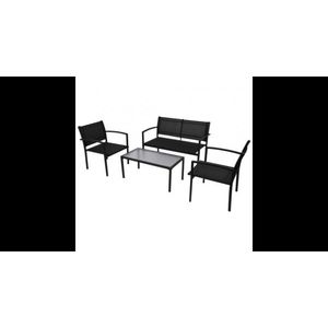 Set mobilier de gradina cu banca, 4 piese, negru imagine