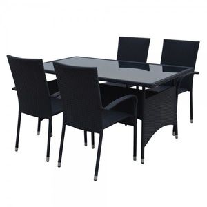 Set mobilier exterior poliratan cu masa si 4 Scaune PRESLEY negru imagine