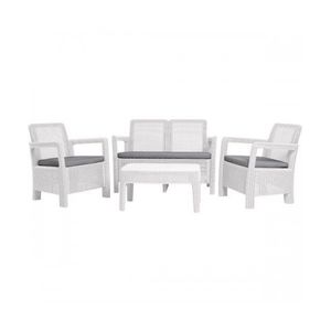 Set mobilier de gradina tarifa lounge - Canapea+Masuta+DOUA SCAUNE ALB/ GRI- RECE imagine