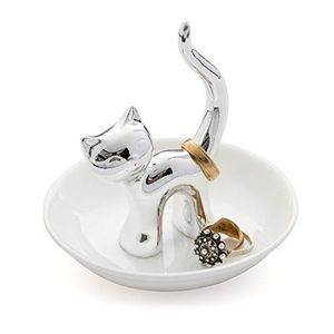 Suport bijuterii - Cat Ceramic Silver | Balvi imagine
