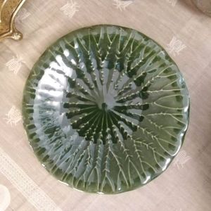 Farfurie desert Leaf din ceramica verde 22.5 cm imagine