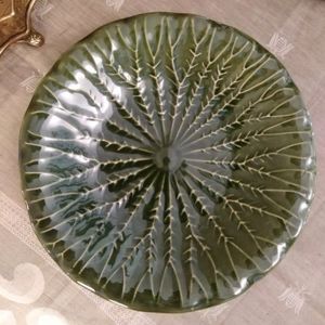 Platou Leaf din ceramica verde 25.5 cm imagine