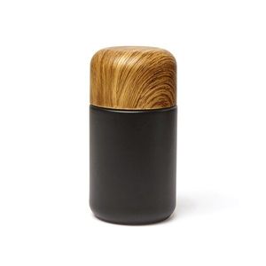 Cutie cu capac - Container with Wood Cap - Black | Kikkerland imagine
