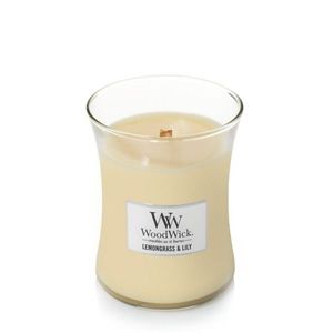 Lumanare parfumata - Medium Jar - Lemongrass and Lily | WoodWick imagine