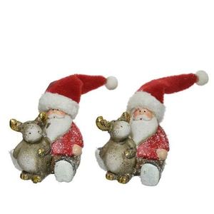 Figurina decorativa - Santa with Deer - Red and Brown - mai multe modele | Kaemingk imagine