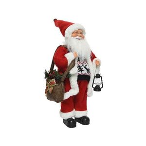 Figurina mica - Santa with Knitted Sweater - Bag and Lamp | Kaemingk imagine