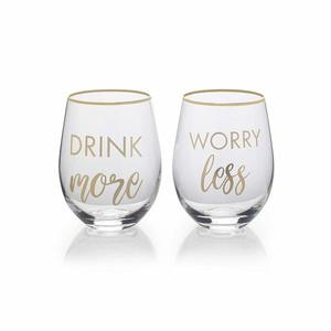 Set 2 pahare - Drink More and Worry Less | Creative Tops imagine