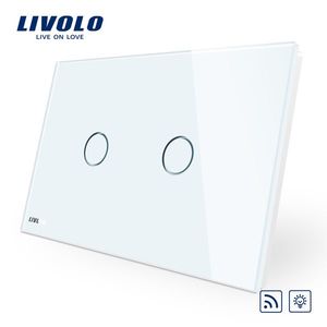Intrerupator dublu wireless cu variator cu touch Livolo din sticla – standard italian imagine