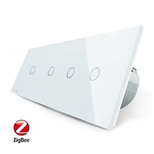 Intrerupator LIVOLO cu touch din sticla cu 4 intrerupatoare simple, Protocol ZigBee, Control de pe telefon imagine