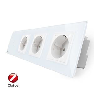 Intrerupator simplu ZigBee + Priza tripla LIVOLO ZigBee cu touch din sticla, Control de pe telefon imagine