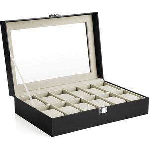 Cutia pentru bijuterii pentru 12 ceasuri, 4 culori - gri, neagră, bej, alb imagine