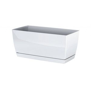 Ghiveci din plastic Coubi Case, cu vas, alb, 39 cm imagine