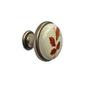 Buton pentru mobilier cu insertie ceramica floare maro finisaj antichizat - Maxdeco imagine