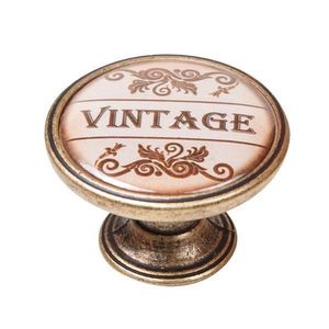 Buton pentru mobila, Vintage 550BR27, finisaj alama antichizata, D: 37 mm - Maxdeco imagine