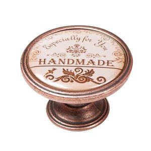 Buton pentru mobila, Handmade 550CB29, finisaj cupru antichizat, D37 mm - Maxdeco imagine