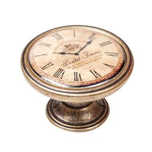 Buton pentru mobila, Clock5 550BR24, finisaj alama antichizata, D: 37 mm - Nesu imagine