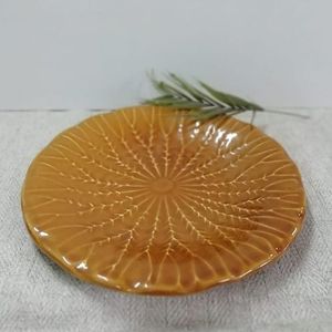 Farfurie desert Leaf din ceramica amber 23 cm imagine