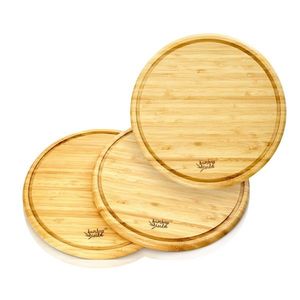 Klarstein Set din 3 piese, platouri pentru mic dejun din bambus, rotunde, 25 x 1, 6 cm (ØxÎ), întreținere ușoară imagine