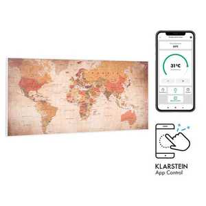 Klarstein Wonderwall Air Art Smart, încălzitor cu infraroșu, 120 x 60 cm, 700 W, aplicație, harta lumii imagine