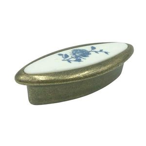 Buton pentru mobila cu insertie rasina floare albastra, finisaj bronz oxidat, 32 mm - Malle imagine