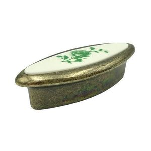 Buton pentru mobila cu insertie rasina floare verde, finisaj bronz oxidat, 32 mm - Malle imagine