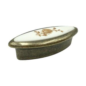 Buton pentru mobila cu insertie rasina floare maro, finisaj bronz oxidat, 32 mm - Malle imagine