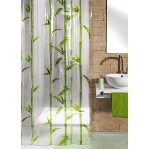 Perdea dus Kleine Wolke Bambu, model bambus, transparent/verde, plastic ecologic, 180x200cm, Cod 34176 imagine