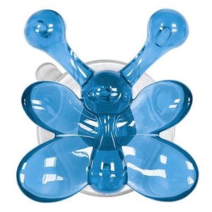 Cuier baie cu 2 agatatori pentru copii, forma fluture, Kleine Wolke, cu ventuza, montaj pe perete, albastru, set 4 bucati imagine