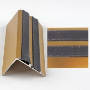 Profil aluminiu tip coltar treapta Ersin 2150, auriu, antiderapant cu banda dubla de cauciuc, 30x38.5mmx100cm, cod 42115 imagine