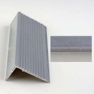 Profile aluminiu tip coltar treapta Ersin 2394, argintiu, antiderapante, cu rizuri, 22.5x40mmx100cm, set 5 buc, cod 42018 imagine