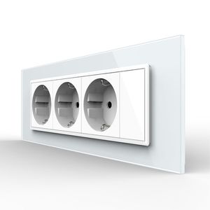 Priza tripla cu blank Livolo cu rama din sticla 6/7 module – standard Italian imagine