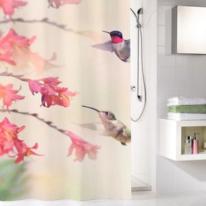 Perdea dus Kleine Wolke Kolibri, model pasari kolibri, multicolor, poliester cu aspect textil, 180x200cm, Cod 34296 imagine