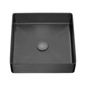 Lavoar baie inox Laveo Polla, 1 cuva patrata si ventil click-clack, negru satinat imagine