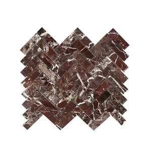 Mozaic Marmura Rosso Levanto Chevron Polisata imagine