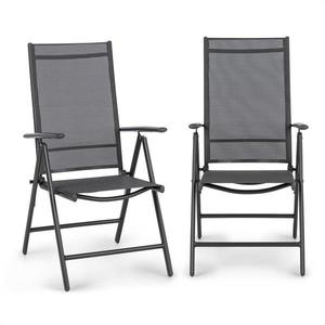 Blumfeldt Almeria Garden Chair, scaun pliabil, set de 2 bucăți, 56, 5 x 107 x 68 cm, ComfortMesh, antracit imagine