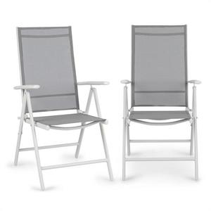 Blumfeldt Almeria Garden Chair, scaun pliabil, set de 2 bucăți, 56, 5 x 107 x 68 cm, ComfortMesh, aluminiu, alb imagine