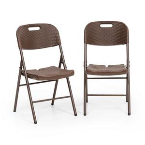 Blumfeldt Burgos, set de scaune pliabile, 2 HDPE, oțel, rattanlook, maro imagine