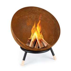 Blumfeldt Fireball Rust, șemineu, 60 cm Ø, grătar basculant, aspect ruginit/lemn imagine