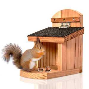 Blumfeldt Hrănitor pentru veveriță, acoperiș plat, lemn de cedru, bitum, netratat imagine