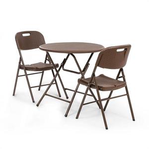Blumfeldt Burgos, set mobilier din masă + 2 scaune, țevi de oțel, HDPE, imitație de ratan, pliabile imagine