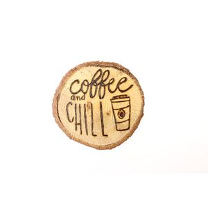 Suport de pahare, din lemn reciclat "Coffee and chill" | Deco Sara's Handmade imagine
