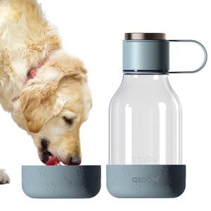 Sticla pentru apa cu vas atasat pentru animale - Dog Bowl Bottle Lite, Gri | Asobu imagine